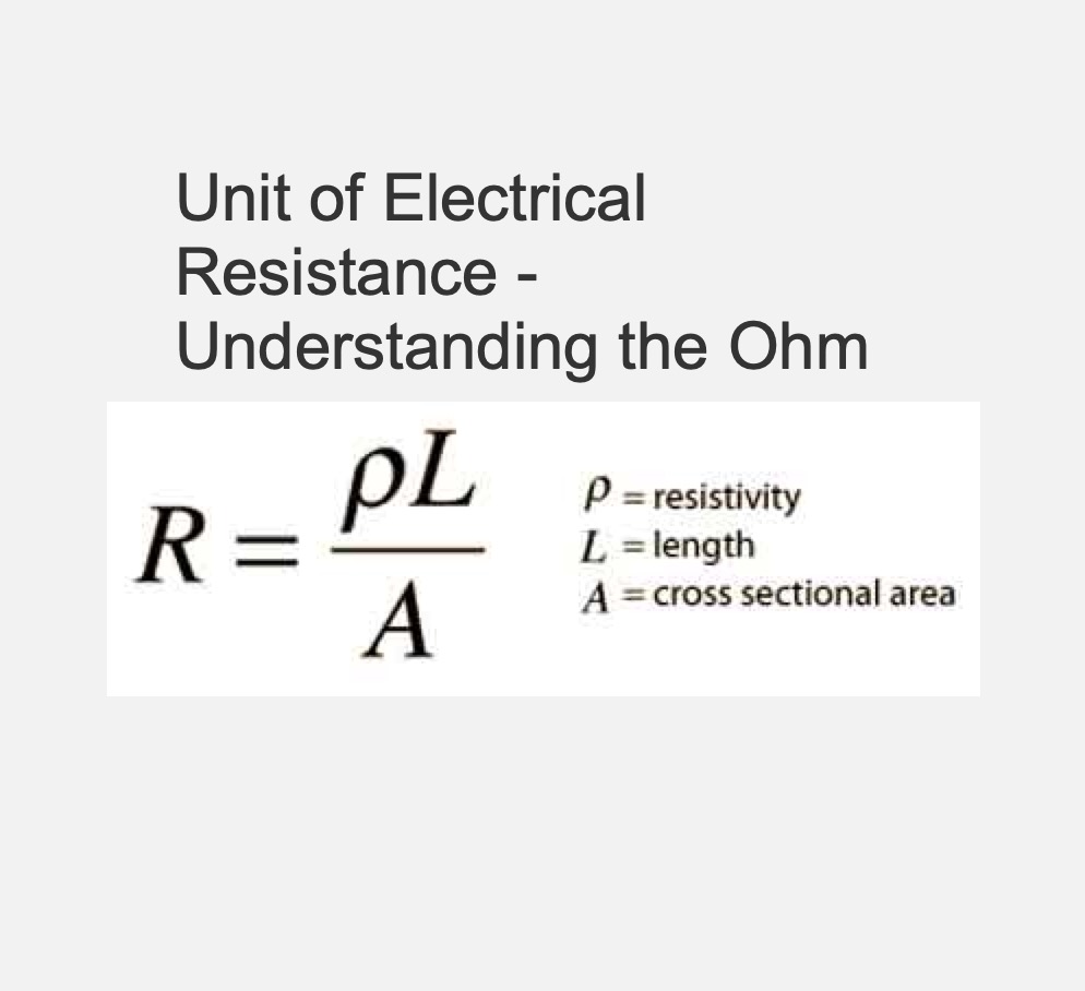 Unit of Electrical Resistance - Understanding the Ohm