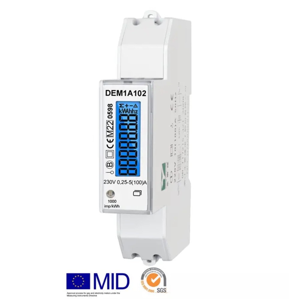 Din-Rail 1P 1 Wire active measurment MID Certified pulse Energy Meter