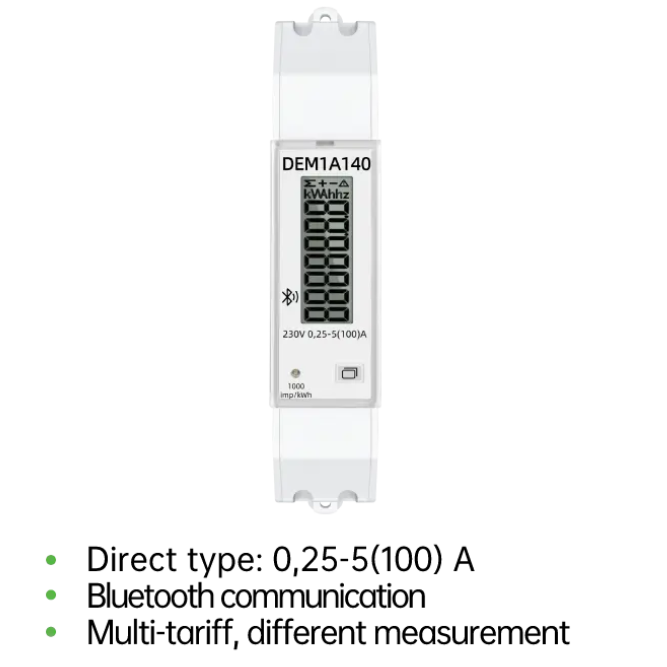 DEM1A DIN Rail Single Phase One Wire Digital Energy Meter with Bluetooth communication