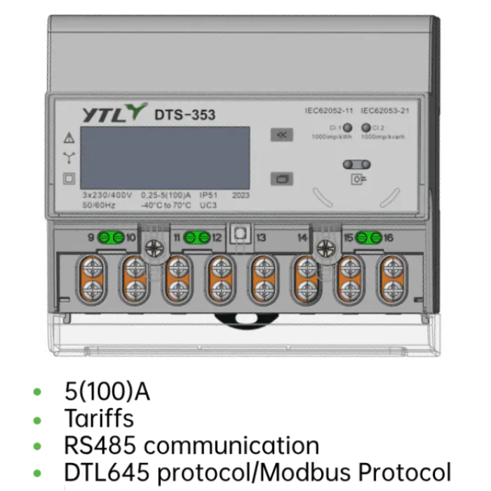 Three-Phase Four-Wire Smart Electricity Meter with RS485 Communication