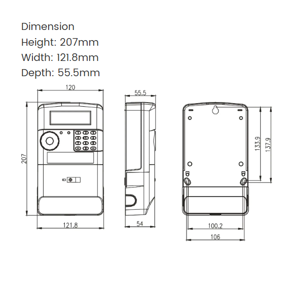 STS Prepaid Wi-Fine Energy Meter Single Phase Wall Mounted ODM